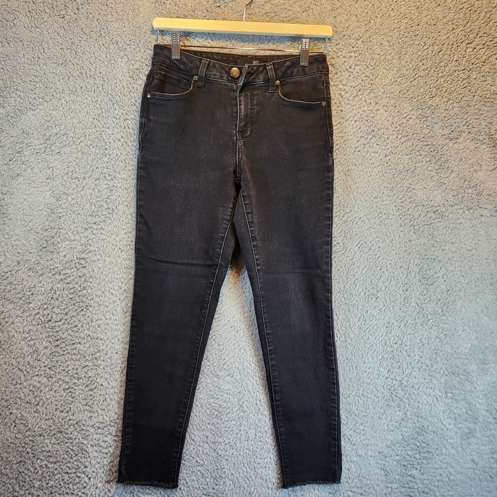 1822 Denim Jeans Womens 6 Black Stretch Mid Rise Skinny Leg Zip Fly